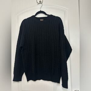 Neiman Marcus Vntg 90s 100% Cashmere Fisherman Crewneck Sweater Size L preppy